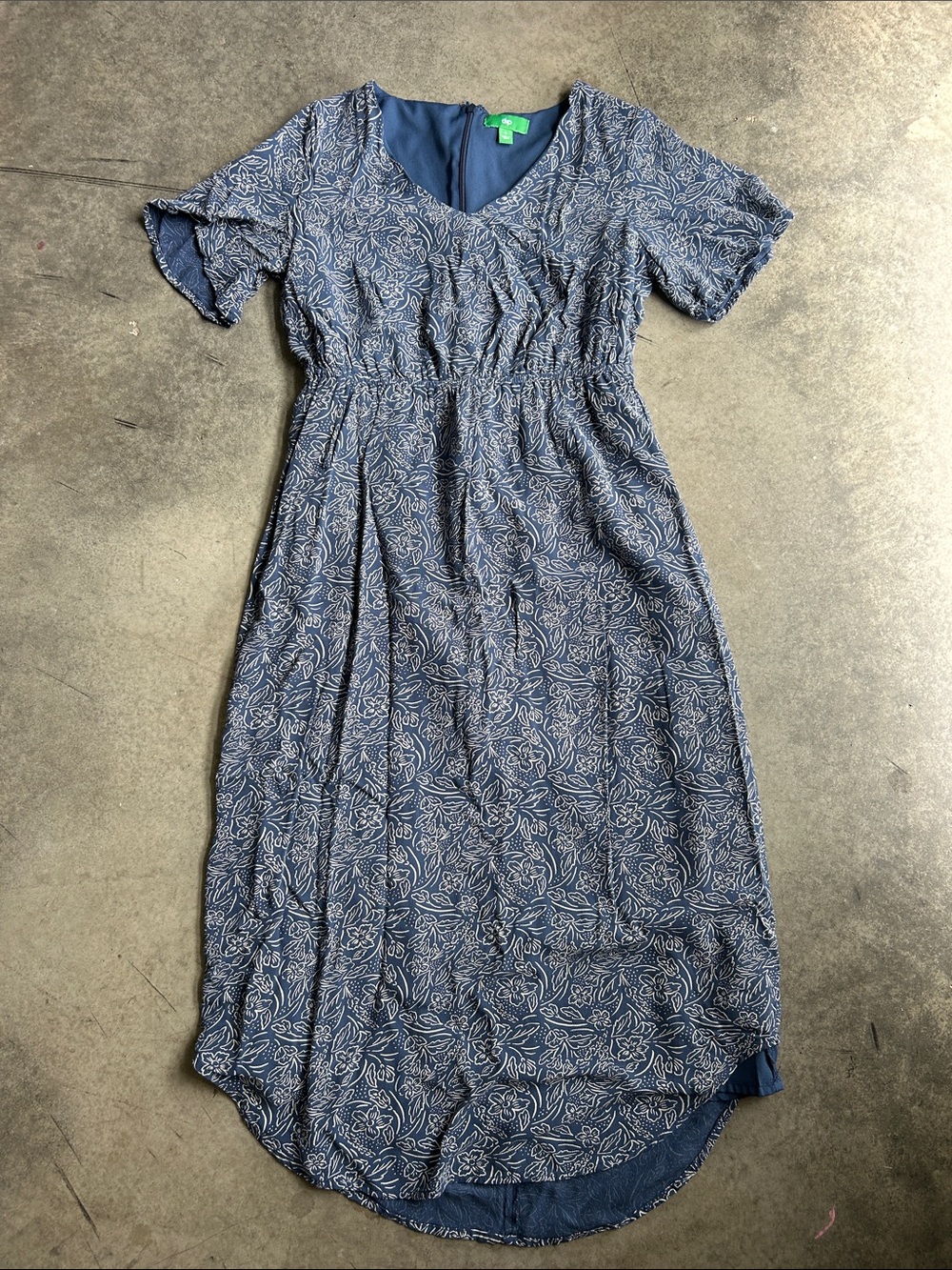 dip Blue Floral V-Neck Dress